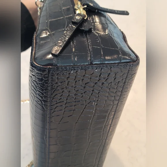 Kate Spade Felix Riverside Street Croc-Embossed Leather Handbag Navy Blue - Picture 12 of 16